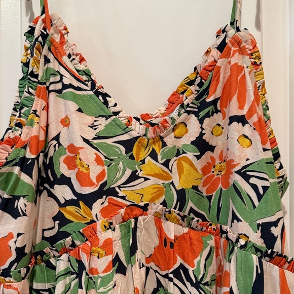 NWT Patrons of Peace Coral Bloom Floral Boho Sundress in Orange, Green & Black - Picture 3 of 11
